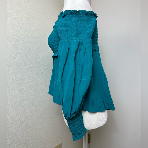 ~EUC~ FOR LOVE & LEMONS Ruched Off The Shoulder Blouse Top Size Medium - Picture 6 of 10